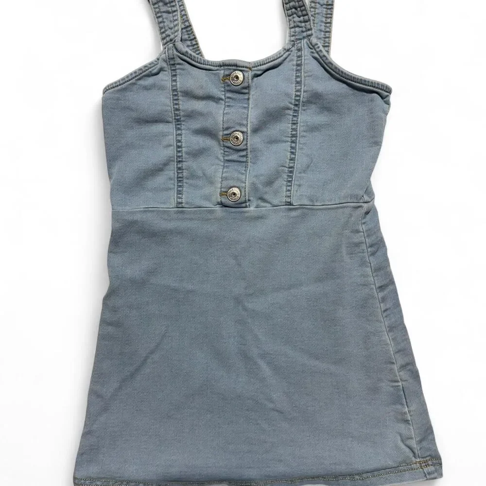 oshkosh denim jumper dress Vintage OshKosh Denim Overall Jumper Dress Embroidered Sunshine Tent Girls 24Mon Clothes Wholesale 7213-XL ONLY SOLID related:pearl-y-lariat-back-jewelry-clip-silver 1 chest patch pocket Waist of corset fully closed (Inches):20